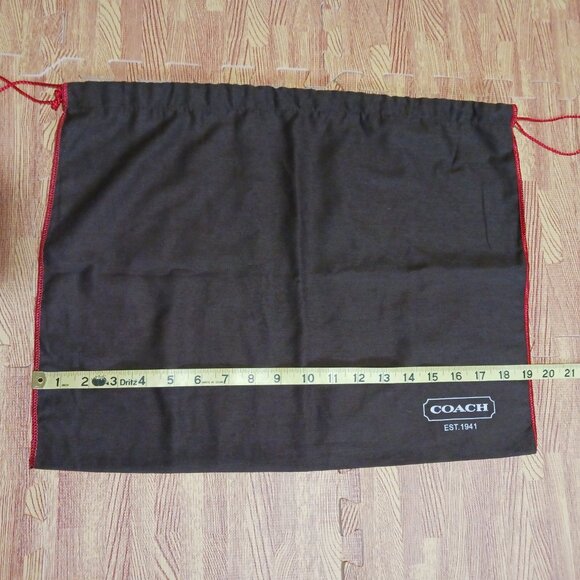 Coach Dust Bag Dark Brown Soft Cloth with Red Trim Size 15x19 - Picture 3 of 5